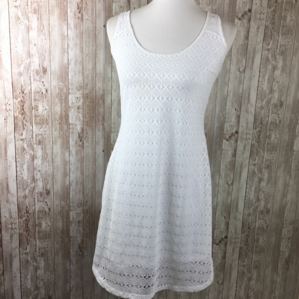 Athlea white crochet dress